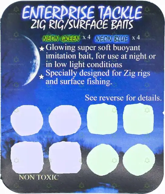 Искусственная плавающая насадка Enterprise Tackle Zig Rig/Surface Bait Night Glow Mixed Green/Blue